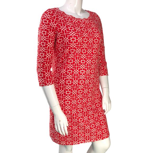Gretchen Scott Womens Size L Dress Shift Jersey Geometric Print Round Neck Red - Picture 10 of 15